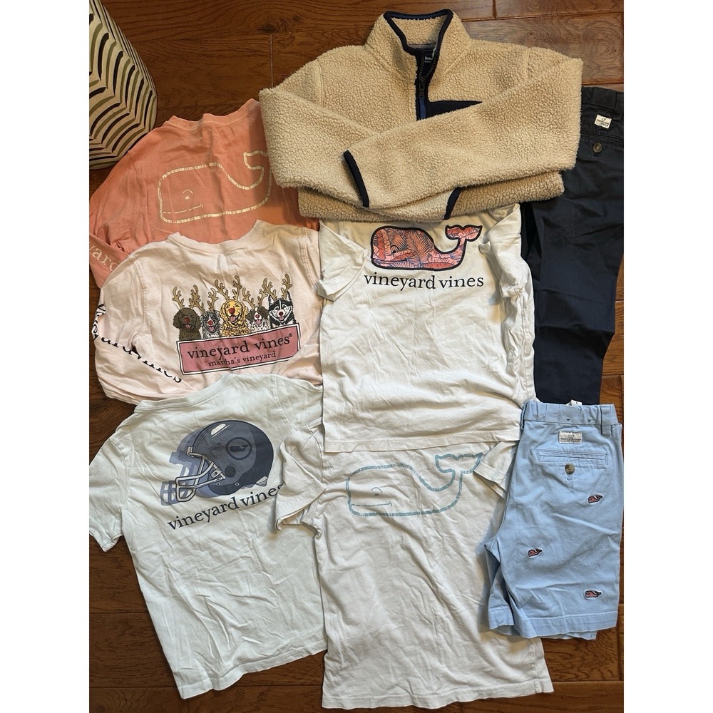 Vineyard Vines Boys Size 7 8 Lot 8 Pcs Sherpa Pullover Embroidered Shorts Tees
